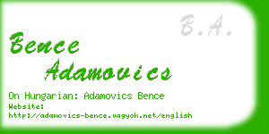 bence adamovics business card